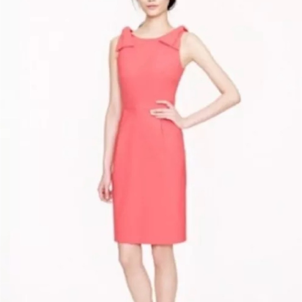 J Crew Pink Wool Bow Strap Sheath Dress